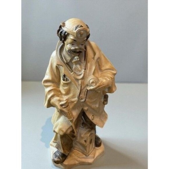 VTG 70s Toni Baur Wood Carving Arzt Mit Großer Spritze Old School Doctor 6" - Picture 12 of 13